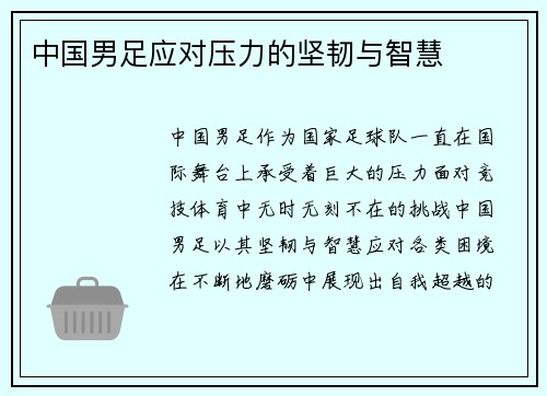 中国男足应对压力的坚韧与智慧