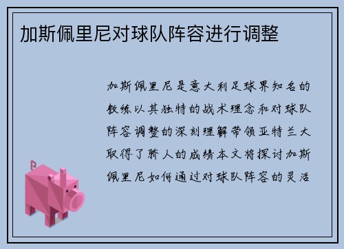 加斯佩里尼对球队阵容进行调整