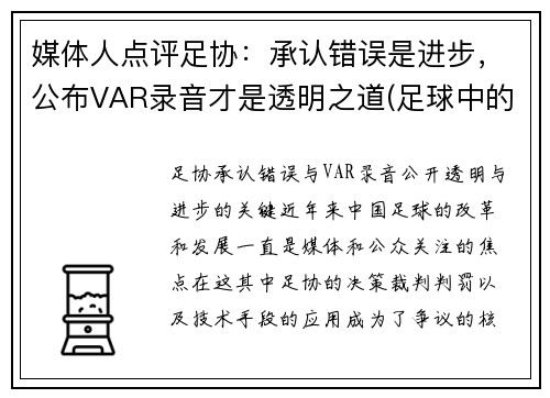 媒体人点评足协：承认错误是进步，公布VAR录音才是透明之道(足球中的var)
