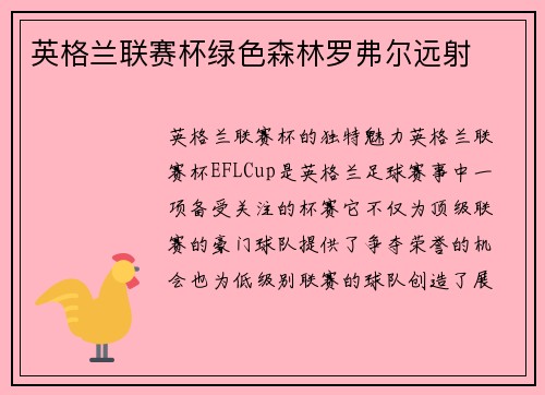 英格兰联赛杯绿色森林罗弗尔远射